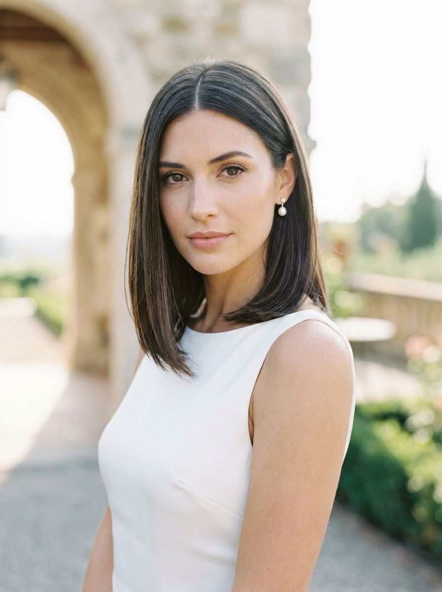Sleek Long Bob mit Mittelscheitel - Long Bob Frisuren Hochzeit